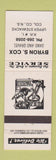 Matchbook Cover - Byron Cox Sand Gardel Upper Stewiacke NS