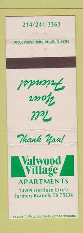 Matchbook Cover - Valwood Village Apartments Farmers Branch TX