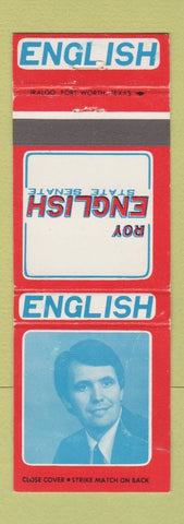 Matchbook Cover - Roy English State Senator Election East Arlington TX WEAR