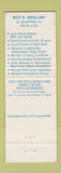 Matchbook Cover - Roy English State Senator Election East Arlington TX WEAR
