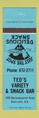 Matchbook Cover - Ted's Variety Snack Bar St John NB
