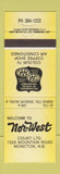Matchbook Cover - Nor West Motel Moncton NB YELLOW