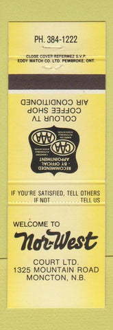 Matchbook Cover - Nor West Motel Moncton NB YELLOW