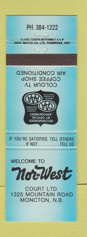 Matchbook Cover - Nor West Motel Moncton NB BLUE