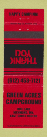 Matchbook Cover - Green Acres Campground Richmond MN RED