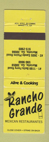 Matchbook Cover - Rancho Grande Mexican Restaurant Marietta GA