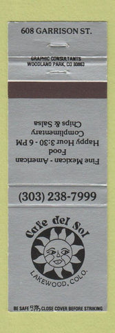 Matchbook Cover - Cafe Del Sol Lakewood Colorado
