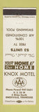 Matchbook Cover - Knox Motel Knoxville TN
