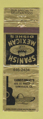 Matchbook Cover - Constancio's Mexican Restaurant Thibodaux LA WORN