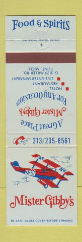 Matchbook Cover - Mister Gibby's Restaurant Flint MI