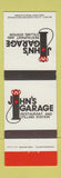 Matchbook Cover - John's Garage Restaurant Chicago Vernon Hills Schaumburg IL