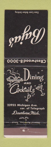 Matchbook Cover - Baja's Restaurant Dearborn MI