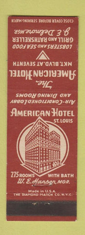 Matchbook Cover - American Hotel St Louis MO