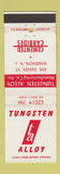 Matchbook Cover - Tungsten Alloy Harrison NJ