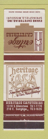 Matchbook Cover - Heritage Cafeterias Springfield MO WEAR