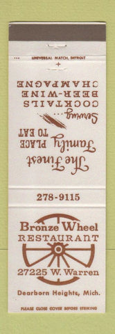 Matchbook Cover - Bronze Wheel Restaurant Dearborn Heights MI