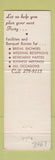 Matchbook Cover - Bronze Wheel Restaurant Dearborn Heights MI