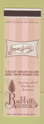 Matchbook Cover - Babbitt's Flagstaff Winslow Williams Holbrook Page AZ WEAR