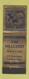 Matchbook Cover - The Hillcrest Restaurant Hartford CT WORN