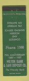 Matchbook Cover - Milton Bank and Safe Deposit low phone # 1957 PA?