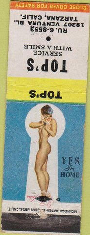 Matchbook Cover - Top's Tarzana CA pinup WEAR