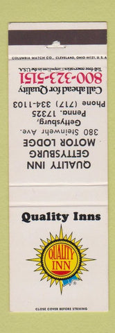 Matchbook Cover - Quality Inn Gettysburg Motor Lodge PA