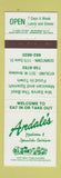 Matchbook Cover - Andale's Mexican Restaurant Kitsilano Vancouver BC