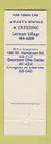 Matchbook Cover - Schmidt's Sausage Haus Columbus OH WEAR