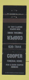 Matchbook Cover - Cooper Funeral Home Grants Lick KY