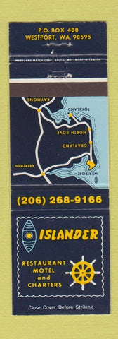 Matchbook Cover - Islander Restaurant Motel Charter Westport WA Tiki?