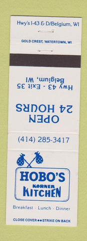 Matchbook Cover - Hobo's Korner Kitchen Restaurant Belgium WI
