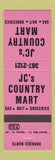 Matchbook Cover - JC's County Mart oil gas bait Oronco MN