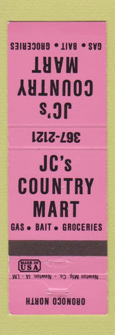 Matchbook Cover - JC's County Mart oil gas bait Oronco MN