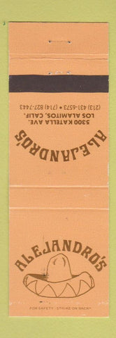 Matchbook Cover - Alejandro's Mexican Restaurant Los Alamitos CA