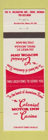 Matchbook Cover - Colonial Motor Inn Casino Reno NV