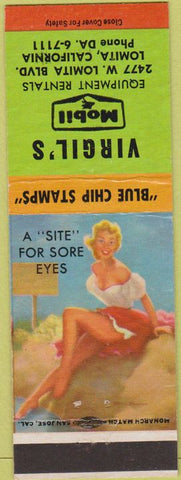 Matchbook Cover - Virgil's Mobil oil gas Lomita CA pinup