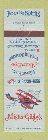 Matchbook Cover - Mister Gibby's Restaurant Flint MI
