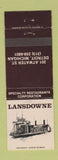 Matchbook Cover - Landsdowne Detroit MI restaurant
