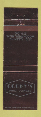 Matchbook Cover - Corky's Restaurant Woodhaven MI