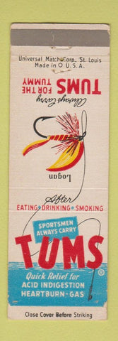 Matchbook Cover - Tums Antacid Fly Fishing Logan WEAR