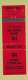 Matchbook Cover - RN Engine Service Landisville NJ RED