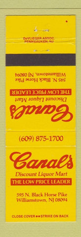 Matchbook Cover - Canal's Liquor Mart Williamstown NJ