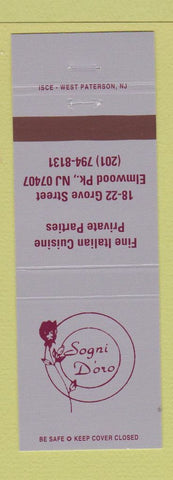 Matchbook Cover - Sogni D'Oro Italian Restaurant Elmwood Park NJ
