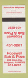 Matchbook Cover - Hopewell Sub & Pizza Bridgeton NJ