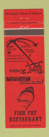 Matchbook Cover - Uries Fish Fry Restaurant Wildwood NJ #1