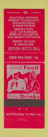 Matchbook Cover - The Club House McKee City NJ