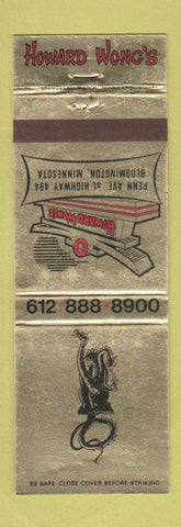 Matchbook Cover - Howard Wong's Chinese Restaurant Bloomington MN