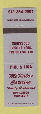 Matchbook Cover - McKale's Catering New London MN restaurant
