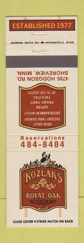 Matchbook Cover - Kozlak's Royal Oak Restaurant Shoreview MN