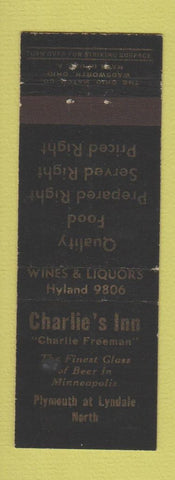 Matchbook Cover - Charlie's Inn Minneapolis MN WEAR